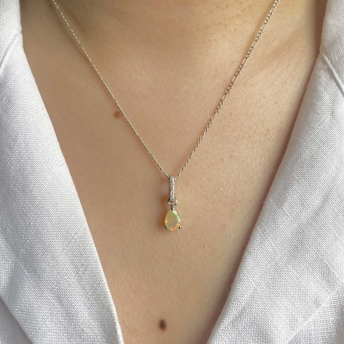 Opal & White Topaz Pendant-(OPL-SP-1165.)